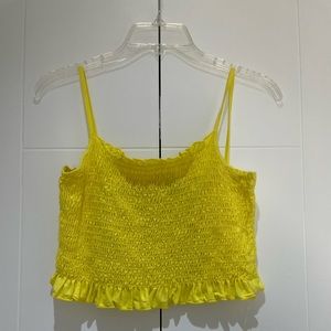 Fashion Nova yellow ruched crop top